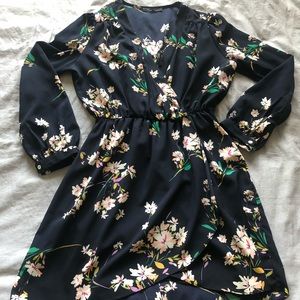 Floral Faux Wrap Dress